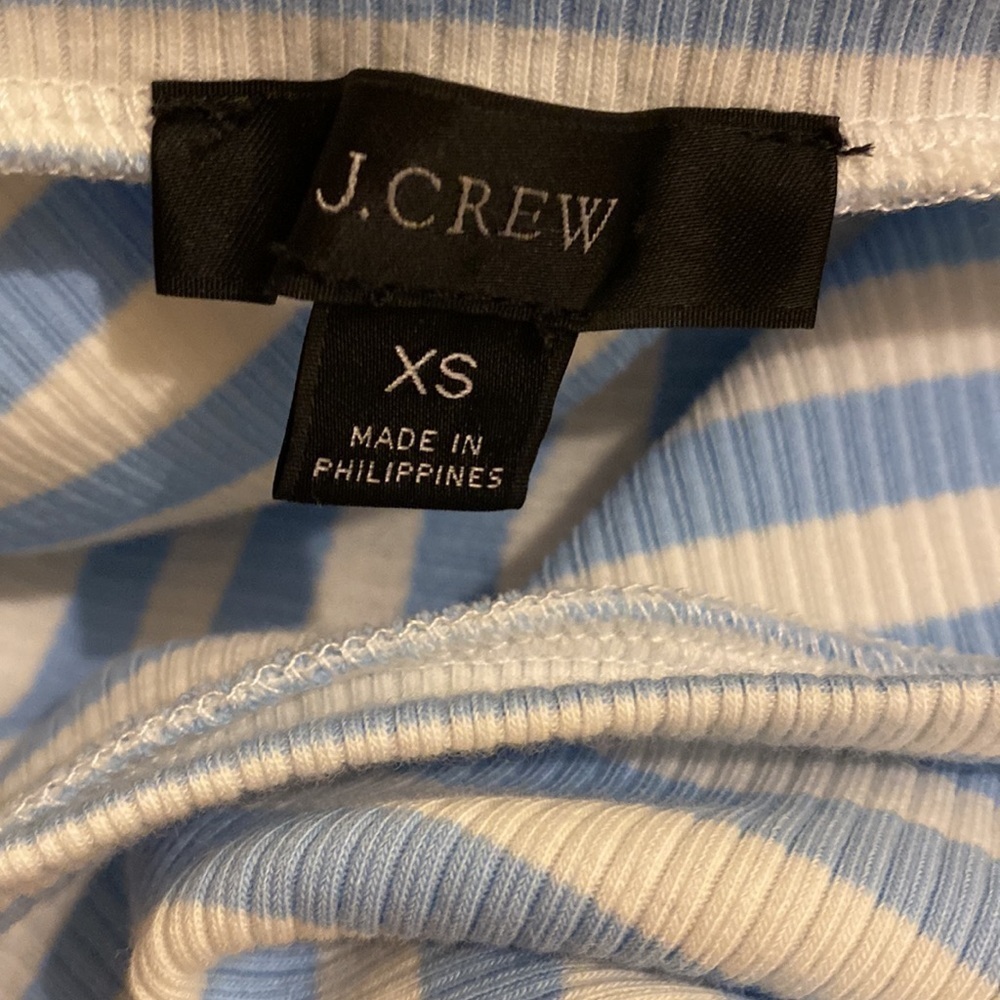 J.Crew ruffle tank white and blue striped . Size Xs. Style AW140 . - Picture 8 of 10